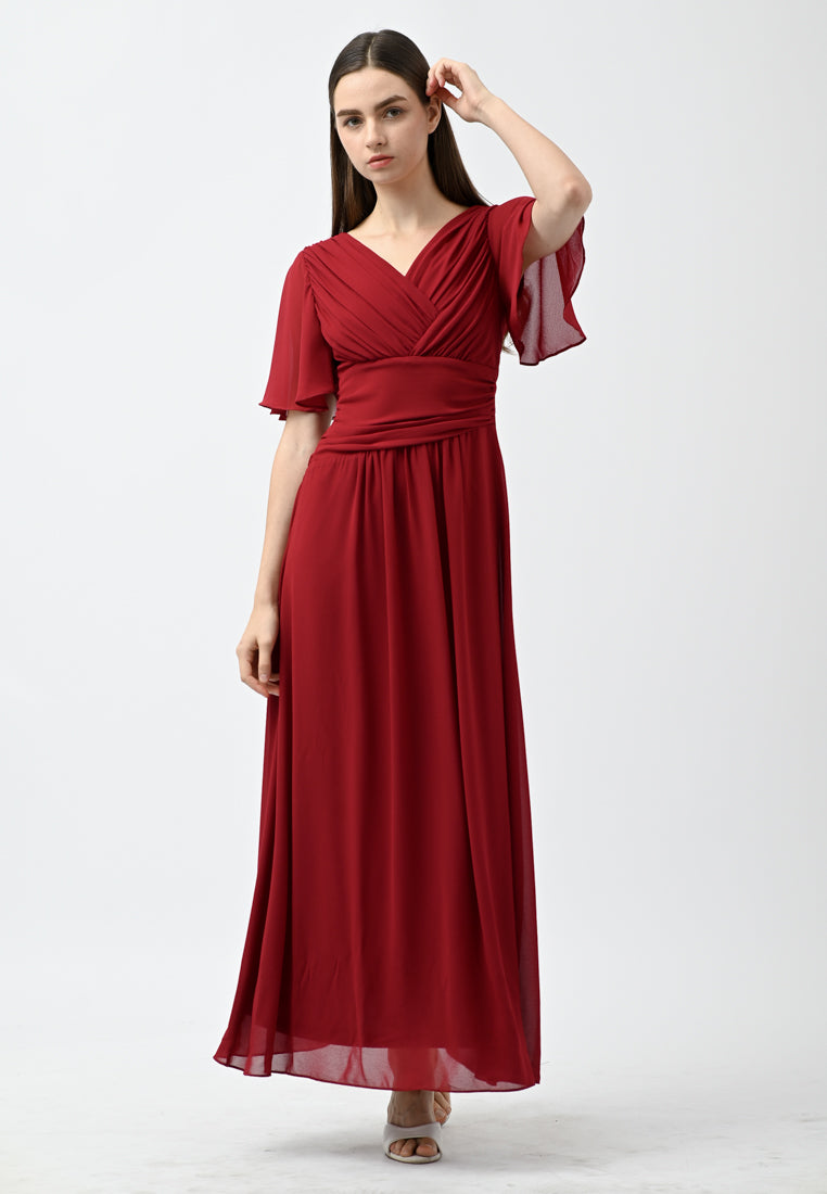 BebeButterfly V-Neck Maxi Dress
