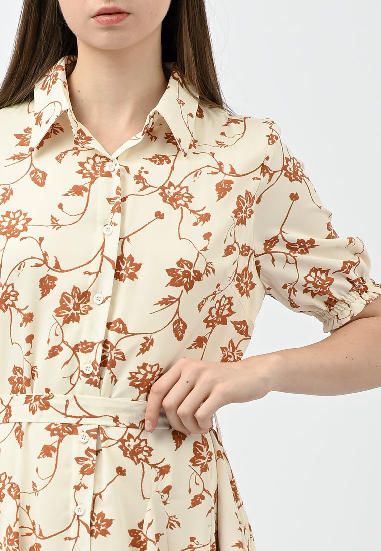 Plain B. Collar Floral Print Dress