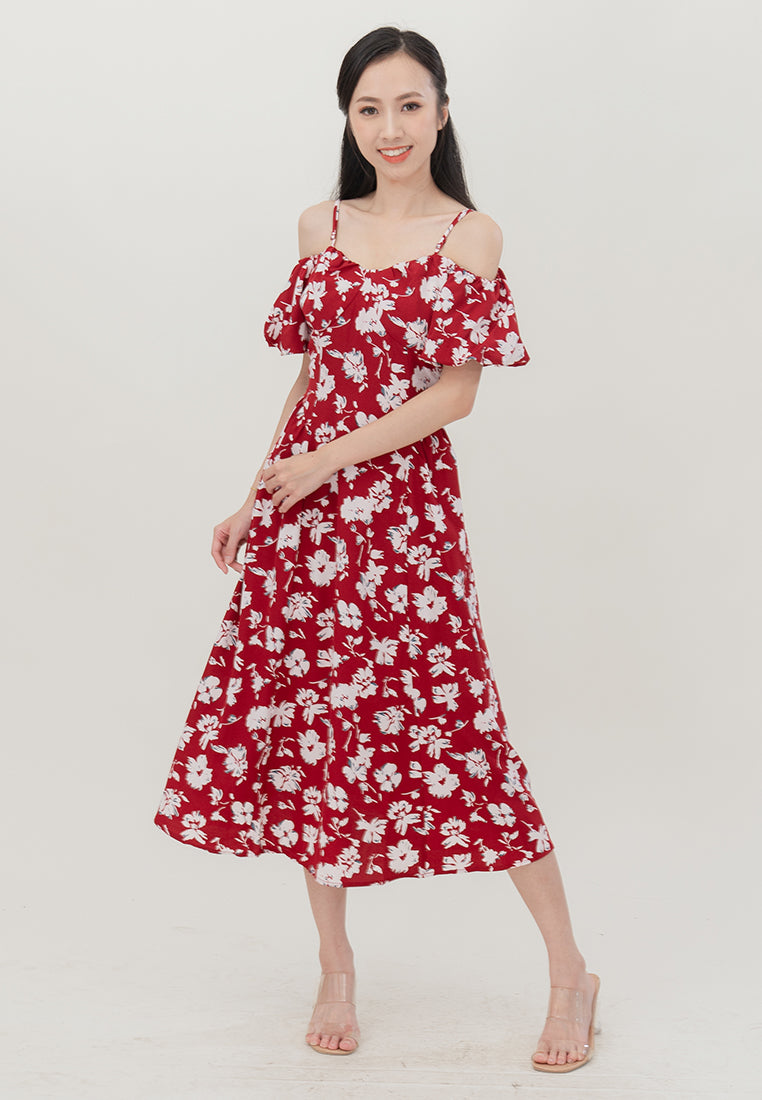 Plain B. Cold Shoulder Midi Dress