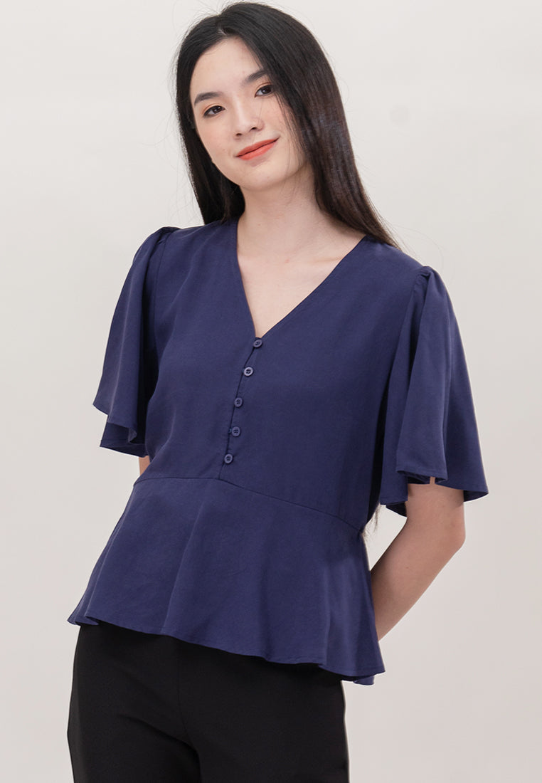 Plain B. V-Neckline Shirt Top
