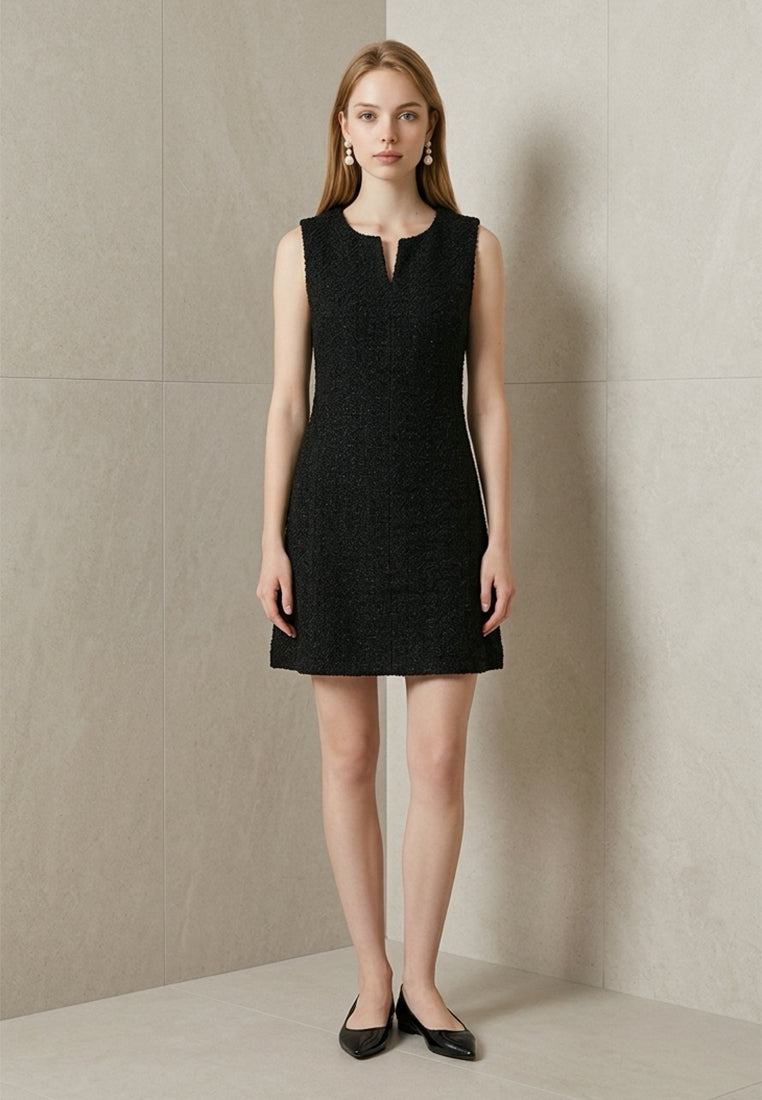 BebeBeige Sleeveless Textured Tweed Shift Dress