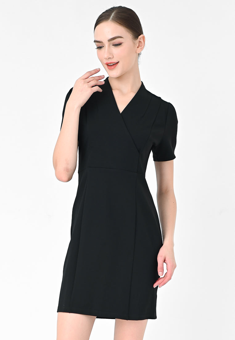 BebeBeige V-Neckline Polyester Slim Fit Mini Dress