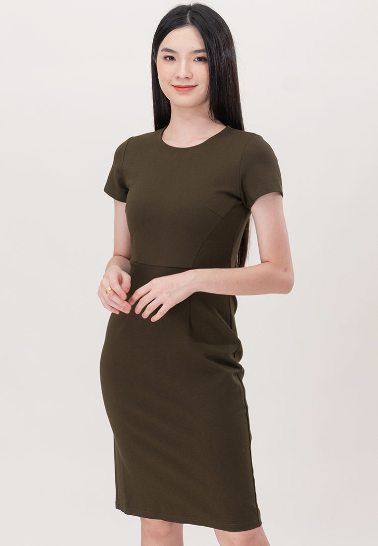 BebeBeige Back-Zipper Mini Dress