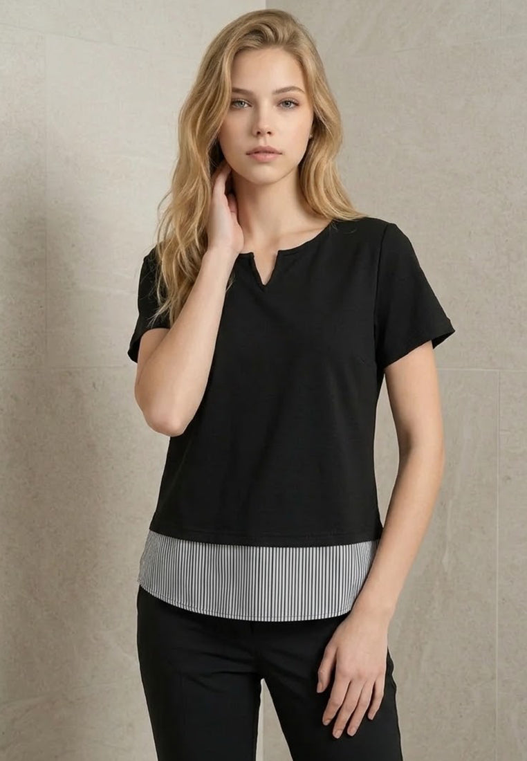 Plain B. Notch-Neck Cotton Tee
