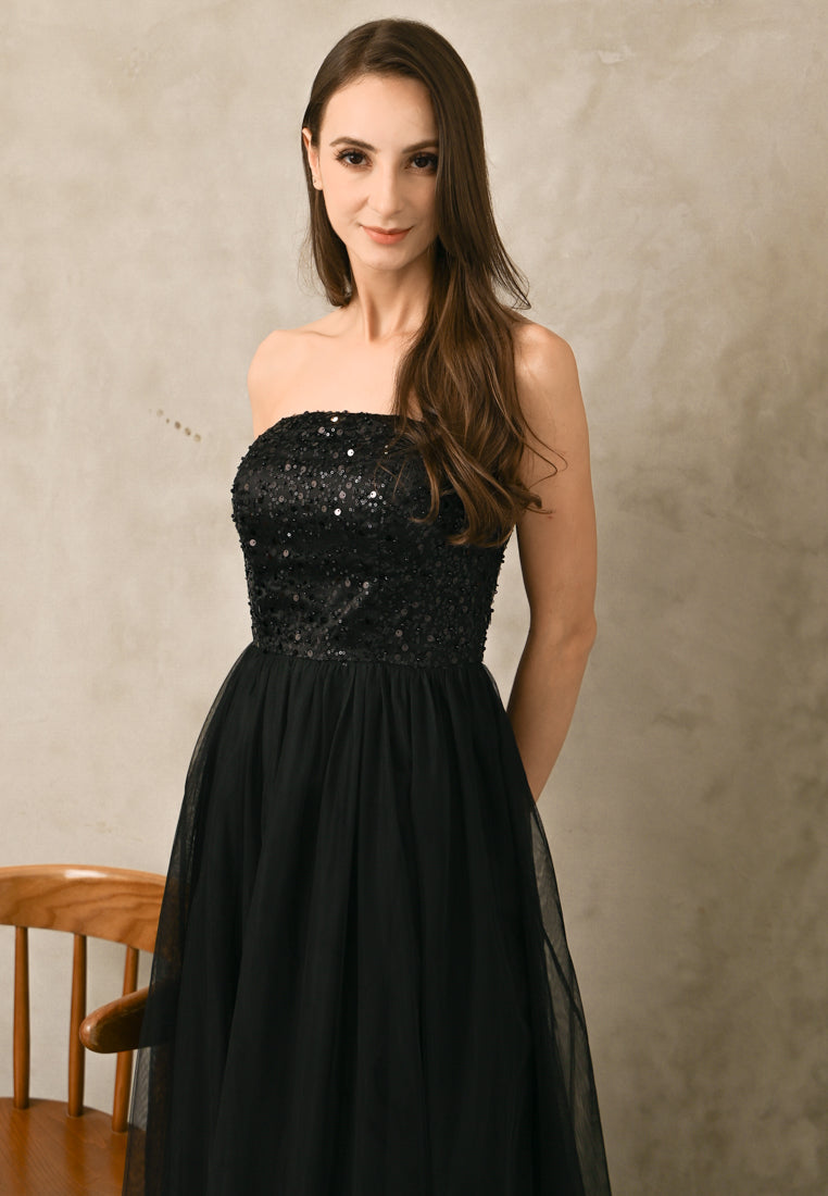 BebeBeige Off Shoulder Sequins Maxi Dress