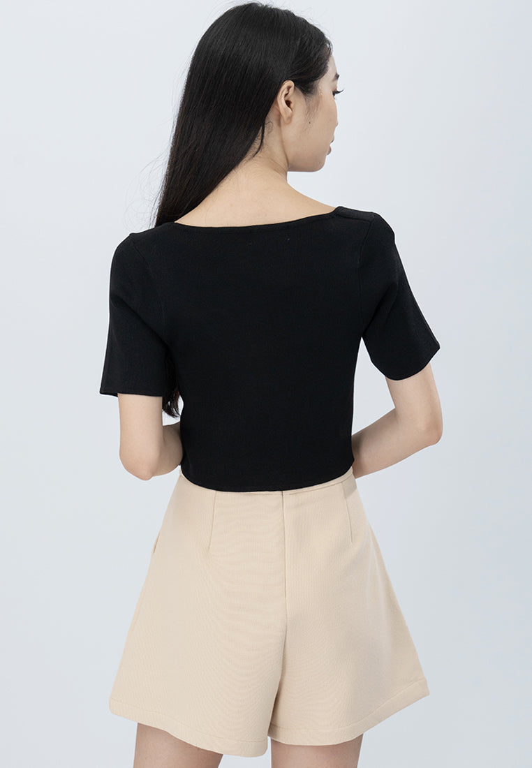 Plain B. Knitted Wide Neck Top