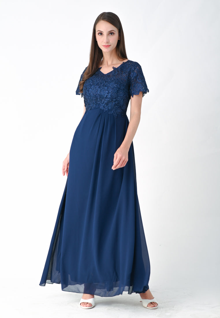 BebeButterfly Embroidered Sleeve Gown
